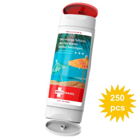 zonnebrand en aftersun in combifles met groot bedrukkingsoppervlak