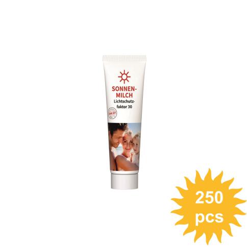 Zonnebrand tube 25 ml met fotokwaliteit logo rondom bedrukt